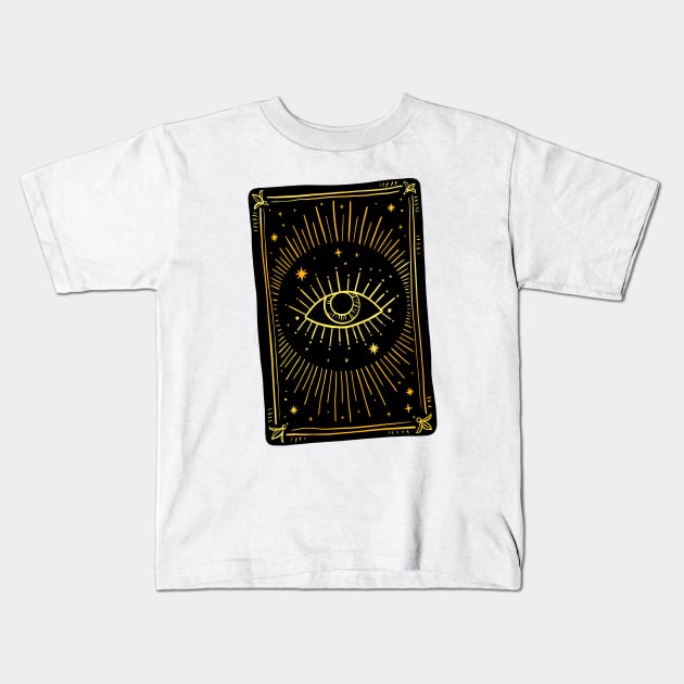 fortune-telling card with all seeing eye Kids T-Shirt by OccultOmaStore